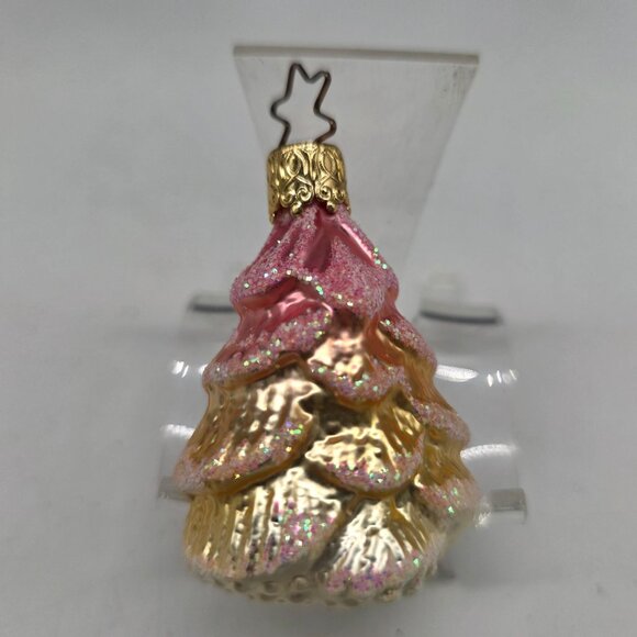 Inge Glas Pink Tree Coat Glass Christmas Ornament Germany 2.5" - Picture 4 of 6